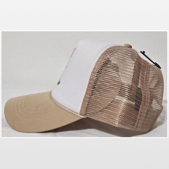 New Trucker Hat Cowboy Boots Pink Bow Tan & White - Picture 4 of 14